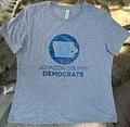 WOMEN’S cut Gray Heather t-shirt with blue logo