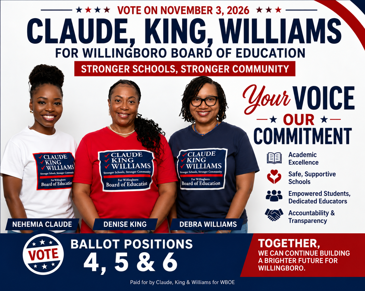 Denise King, Nehemiah Claude, and Debra Williams