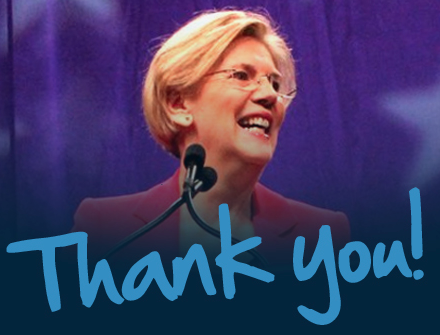 Elizabeth Warren says Thanks